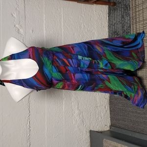 Valerie Bertinelli Multi-colored Sleeveless Neck Tie Dress Size 6